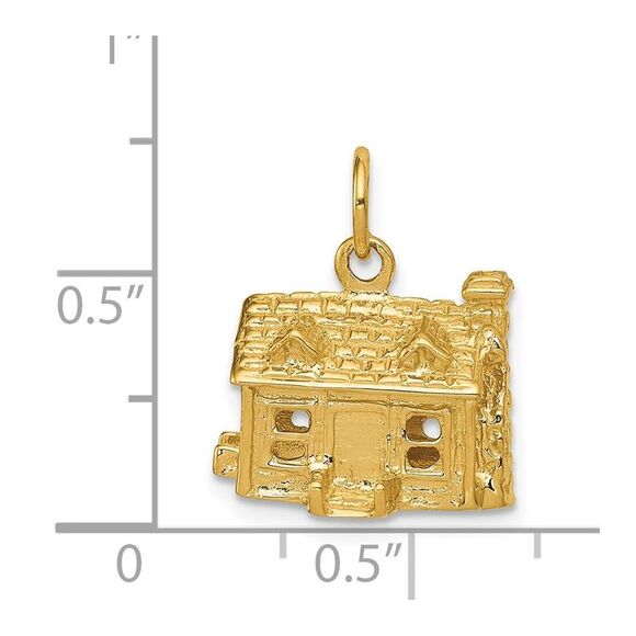 14k Yellow Gold 3D House Pendant - Picture 5 of 6